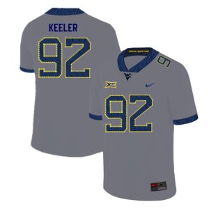 Men's West Virginia Mountaineers NCAA #92 Caydan Keeler Gray Authentic Nike Stitched College Football Jersey RZ15J13GB